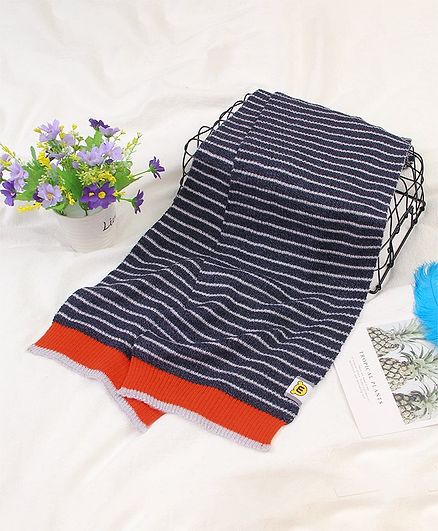 Kookie Kids Striped Woolen Scarf - Navy Blue