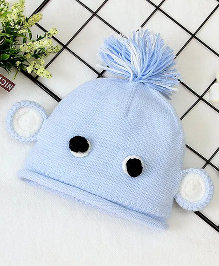 Kookie Kids Woolen Cap with 3D Ears Blue - Diameter 10.5 cm