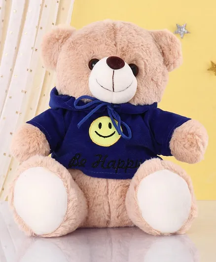Zoe Teddy Bear With Hoodie Soft Toy Blue Cream - Height 25 cm
