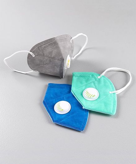 Froggy Solid Pack Of 3 N 95 Masks - Multicolor