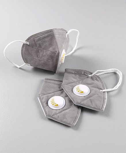 Froggy Solid Pack Of 3 N 95 Masks - Grey