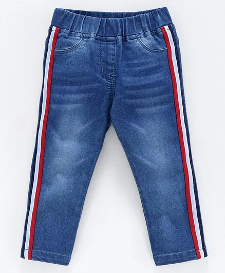 Babyoye Full Length Jeggings with Side Tape - Blue