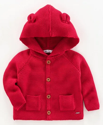 Babyoye Full Sleeves Hooded Cotton Sweater - Maroon