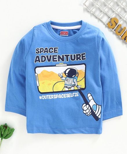 Babyhug Full Sleeves Tee Space Print - Blue