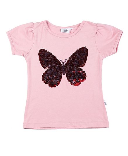 The Sandbox Clothing Co Short Sleeves Butterfly Design Top - Light Pink
