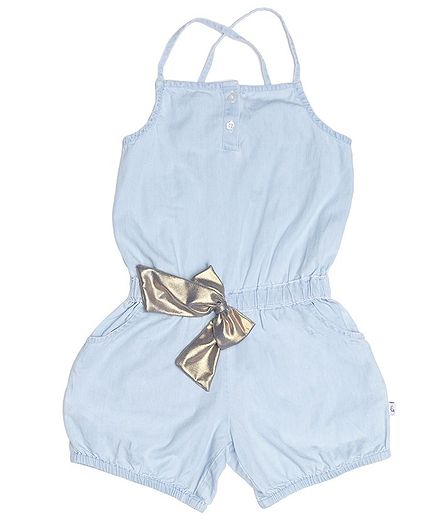 The Sandbox Clothing Co Sleeveless Bow Decor Jumpsuit - Blue