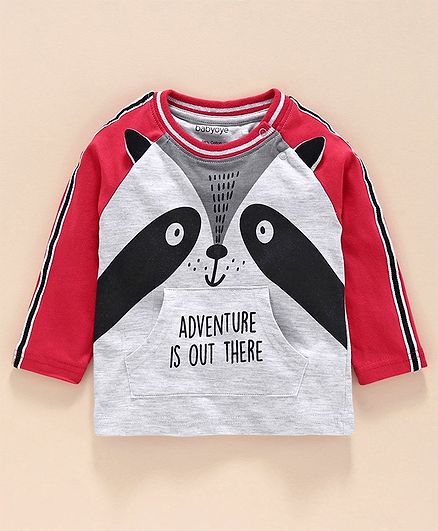Babyoye Cotton Blend Full Sleeves Tee Fox Print - Grey