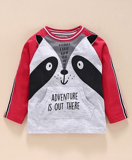 Babyoye Cotton Blend Full Sleeves Tee Fox Print - Grey