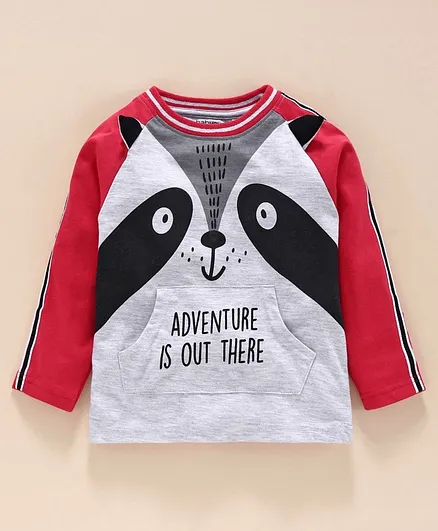 Babyoye Cotton Blend Full Sleeves Tee Fox Print - Grey