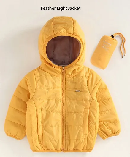Babyoye Full Sleeves Feather Light Jacket - Yellow