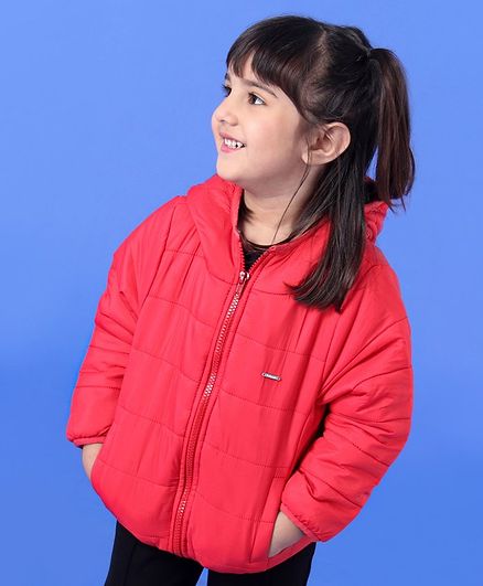 Babyoye Sleeveless Polyester Feather Light Jacket - Red