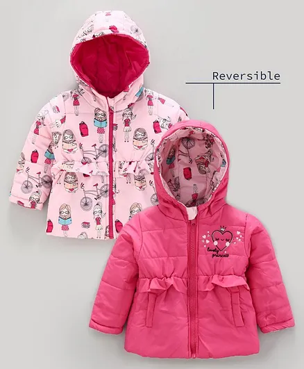 Babyoye 100% Polyester Full Sleeves Reversible Jacket - Pink