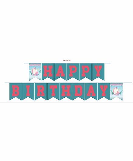 Funcart Happy Birthday Unicorn Theme Party Banner Blue - Length 250 cm