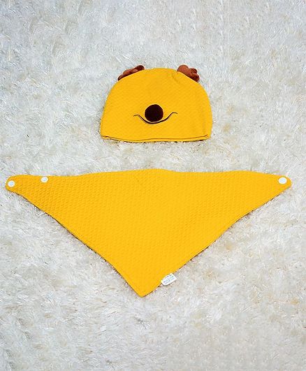 Tipy Tipy Tap Reindeer Infant Cap With Bib - Yellow