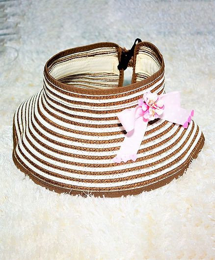 Tipy Tipy Tap Striped Bow Decor Hat - Brown