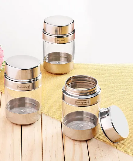 Babyhug Stainless Steel Canisters Set of 3 - Silver