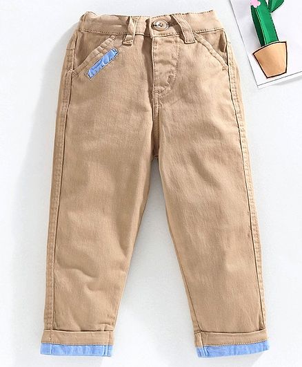Babyhug Full Length Solid Trousers - Brown