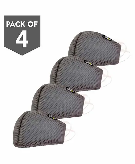 SmilyKiddos Medium Size Reusable Face Mask Grey - Pack of 4