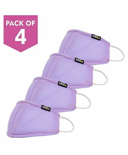 SmilyKiddos Medium Size Reusable Face Mask Light Purple - Pack of 4