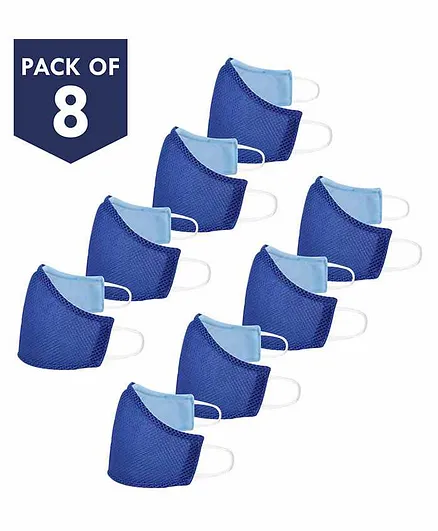 Smilykiddos Reusable & Washable Face Mask Blue - Pack of 8