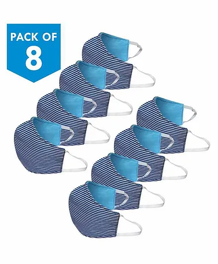 Smilykiddos Reusable & Washable Face Mask Blue - Pack of 8