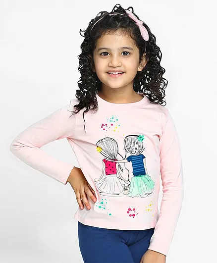 Pine Kids Full Sleeves Printed Biowash Tee - Light Pink