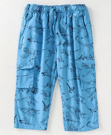 Cucumber Full Length Casual Trouser Dino Print - Blue