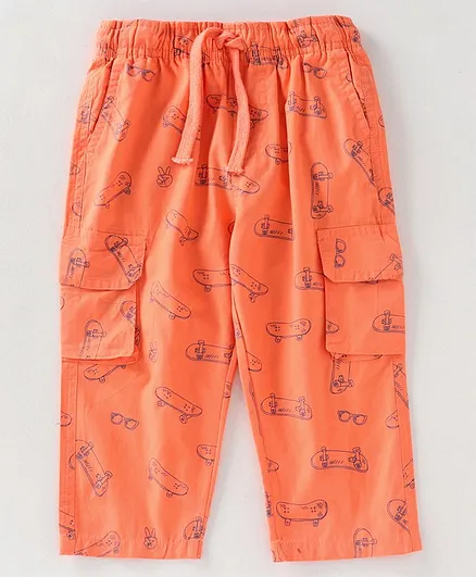 Cucumber Full Length Casual Trouser Skate Board Print - Orange