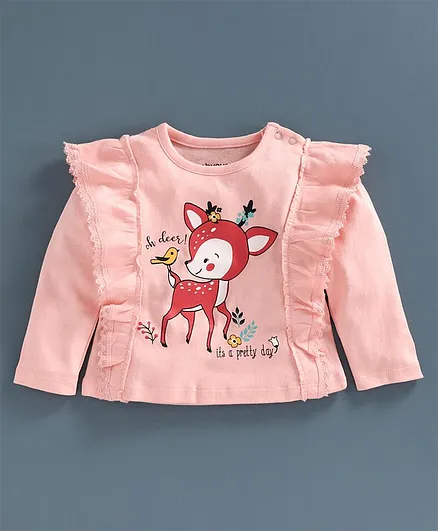 Babyoye Cotton Full Sleeves Top Animal Print - Pink