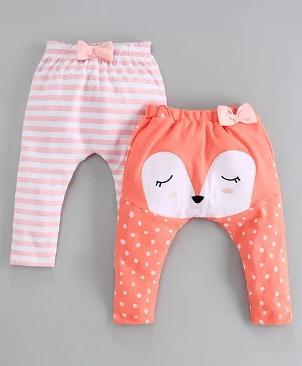 Babyoye Full Length Cotton Leggings Animal Print Pack of 2 - Pink