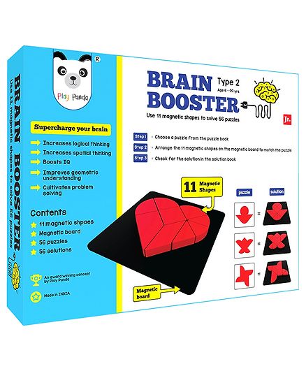 Play Panda Brain Booster Magnetic Shapes Puzzle Type 2 Black Red - 9 Pieces