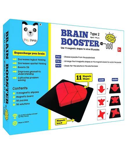 Play Panda Brain Booster Magnetic Shapes Puzzle Type 2 Black Red - 9 Pieces