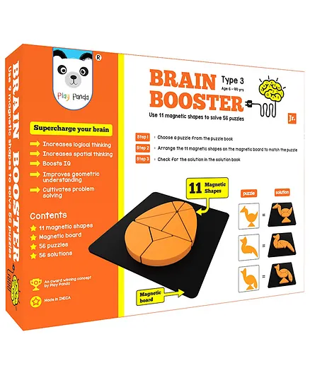 Play Panda Brain Booster Magnetic Shapes Puzzle Type 3 Black Red - 9 Pieces