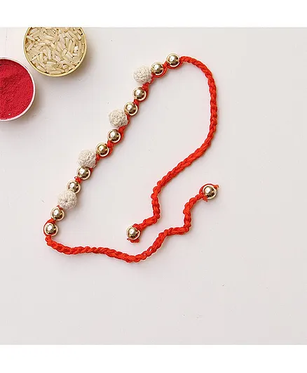USHA ENTERPRISES Pom Pom With Beads Thread Rakhi - Orange