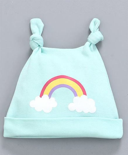 Babyhug 100% Cotton Cap Rainbow Print Sea Green - Diameter 10 cm