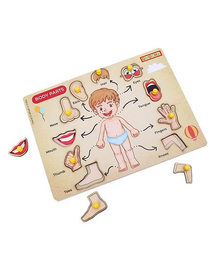 Omocha Body Parts Pegged Puzzle Brown - 10 Pieces