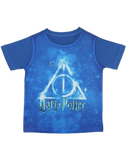 Harry Potter By Crossroads Half Sleeves Text Print Tee - Blue