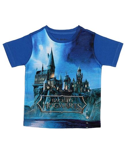 Harry Potter By Crossroads Half Sleeves Back To Hogwarts Print Tee - Blue