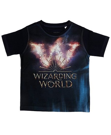 Harry Potter By Crossroads Half Sleeves Wizarding World Print Tee - Black