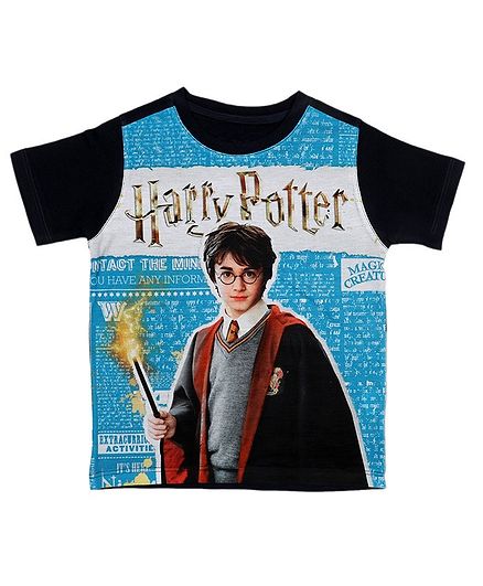 Harry Potter By Crossroads Half Sleeves Character Print Tee - Blue