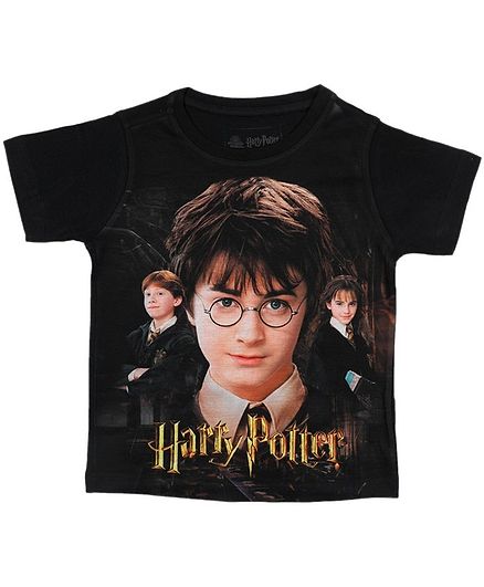 Harry Potter By Crossroads Half Sleeves Character Print Tee - Black