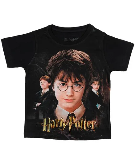 Harry Potter By Crossroads Half Sleeves Character Print Tee - Black