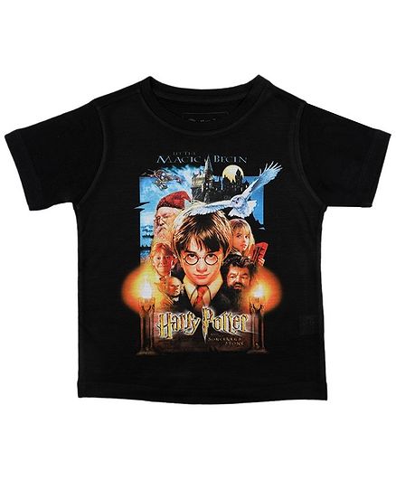 Harry Potter By Crossroads Half Sleeves Characters Print Tee - Black