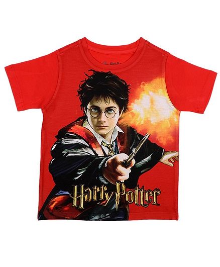 Harry Potter By Crossroads Half Sleeves Character Print Tee - Red