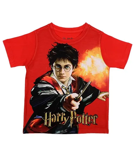 Harry Potter By Crossroads Half Sleeves Character Print Tee - Red