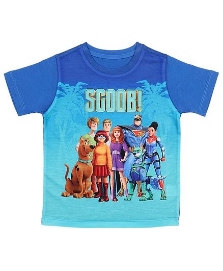Scooby-Doo By Crossroads Half Sleeves Dual Shaded Character Print Tee - Blue
