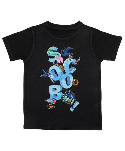 Scooby-Doo By Crossroads Half Sleeves Text Print Tee - Black