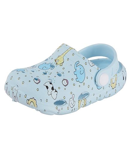 Yellow Bee Animal Print Clogs - Light Blue