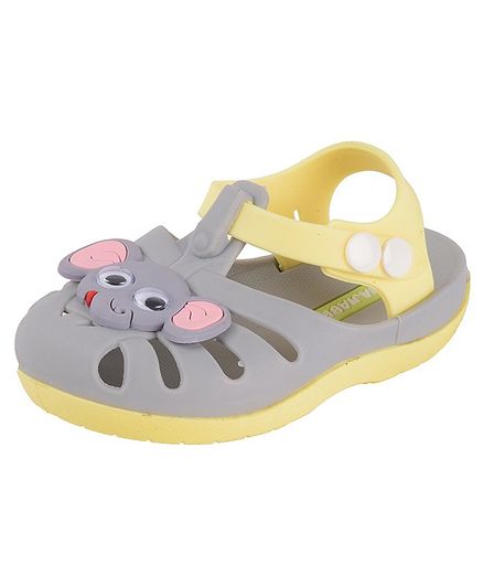 Yellow Bee Elephant Design Detailing Sandals - Grey