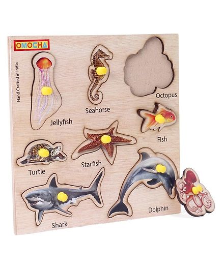 Omocha Aquatic Animal Pegged Puzzle Multicolor - 8 Pieces